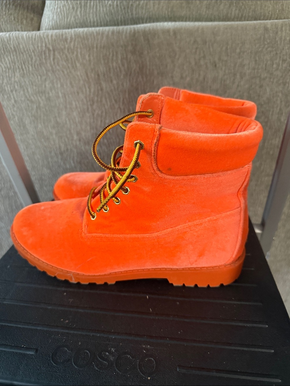 Liliana Woman’s Vibrant Orange Suede Lace-Up Boots - Picture 4 of 9
